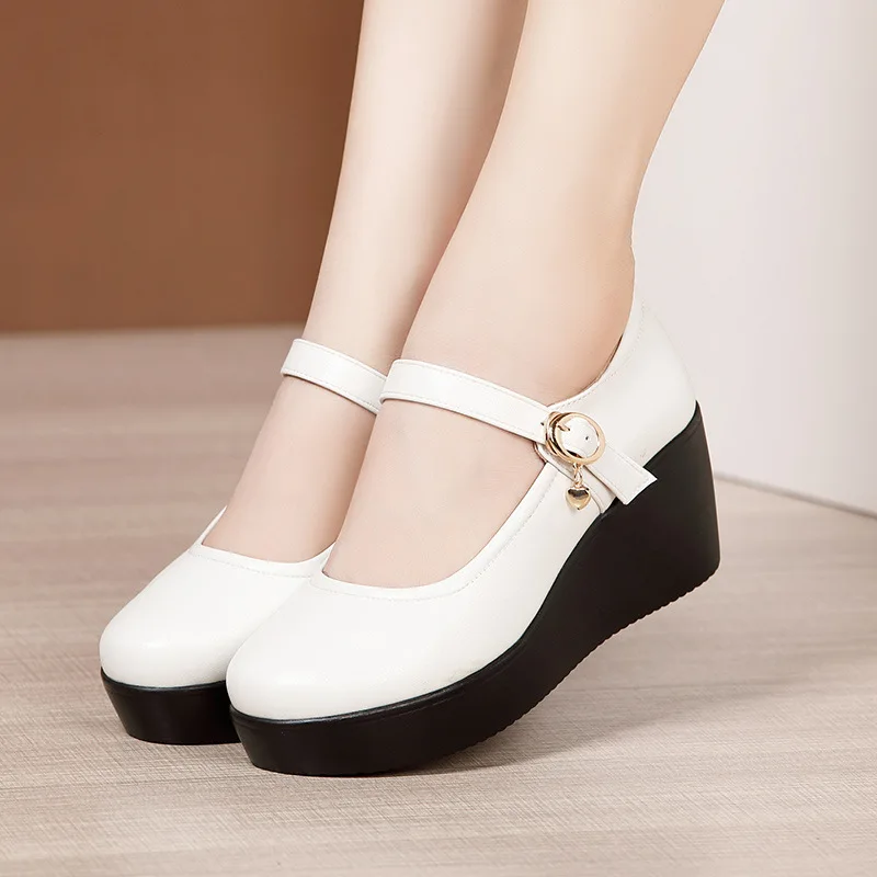 Leather Work Flats Women - 6 cm klein formaat 32-43 vintage