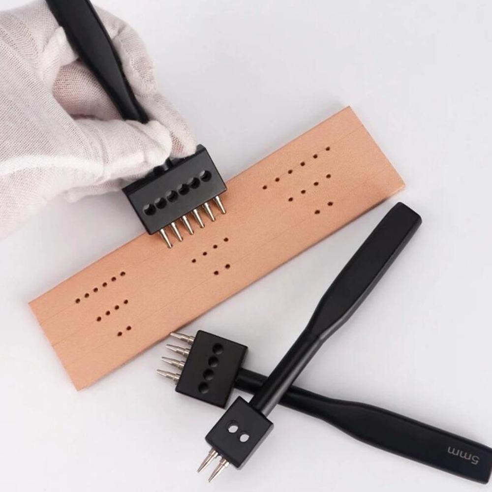 Leatherwork Tool Kit - Zwarte Prong Punch Tool Set 3