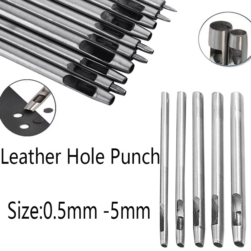 Leatherwork Hole Punch - 0,5-5 mm lederen perforatorgereedschapset ronde perforator