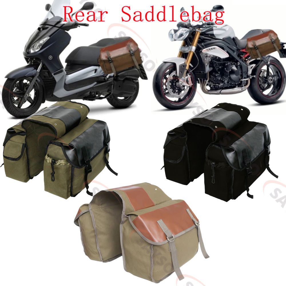 Leather Workshop - Canvas Lederen Achter Zadeltas Motorfiets Staart