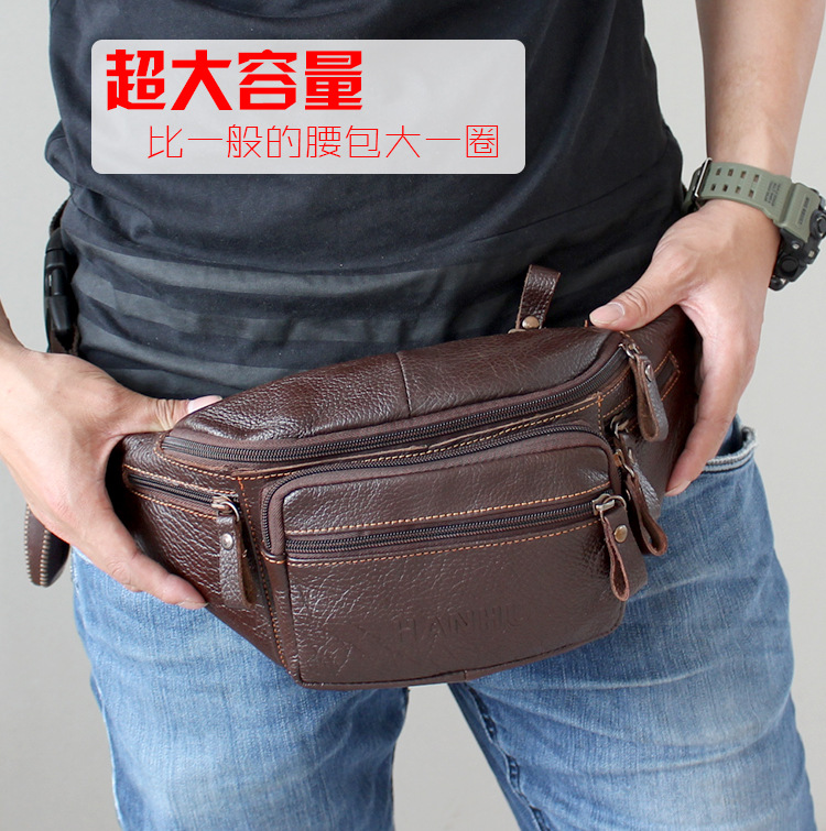 Leatherwork Belt - Echt rundleer Heuptas Heren Grappig pakket
