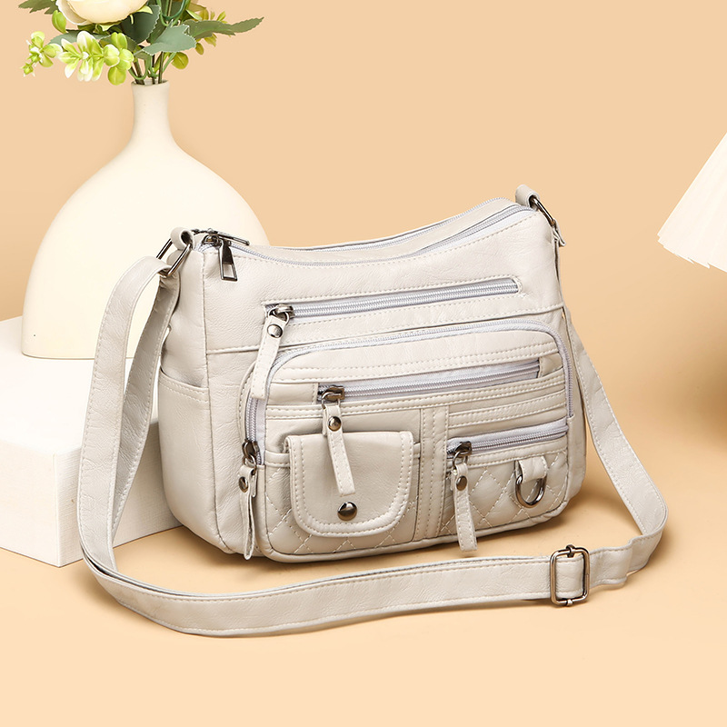 Leatherworking Classic - Klassieke zachte leren crossbodytas met meerdere