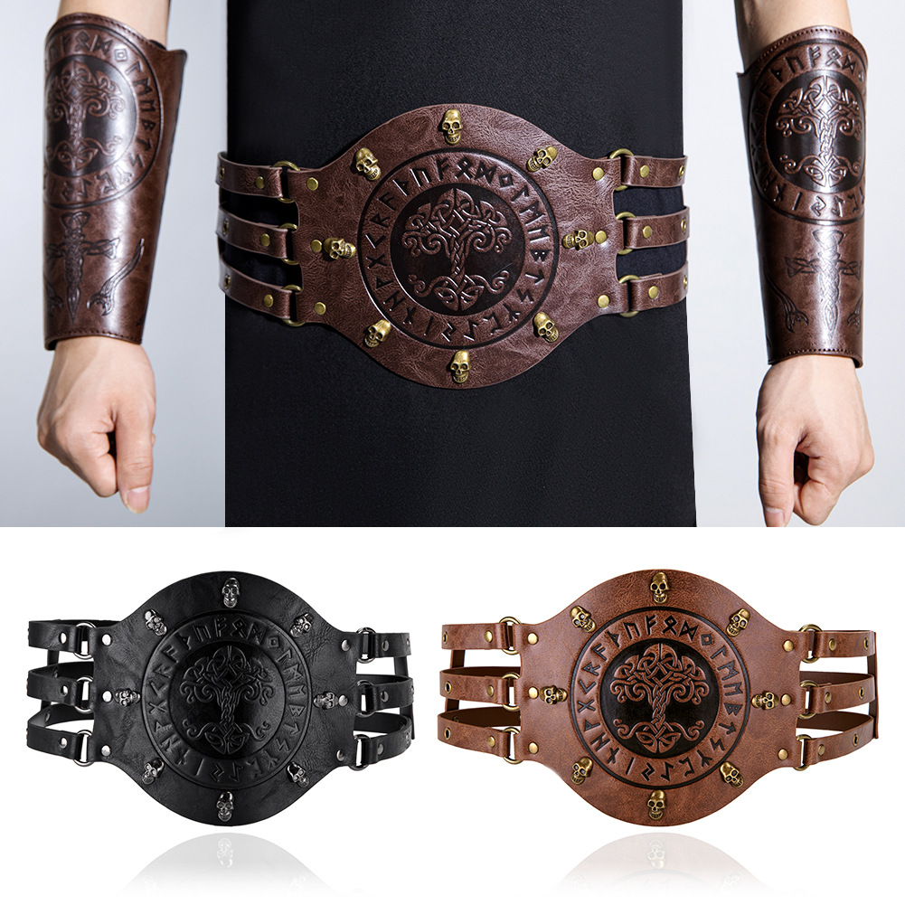 Leatherwork Belt - Middeleeuwse brede korsetriem, Viking piratenridderkostuum, pu