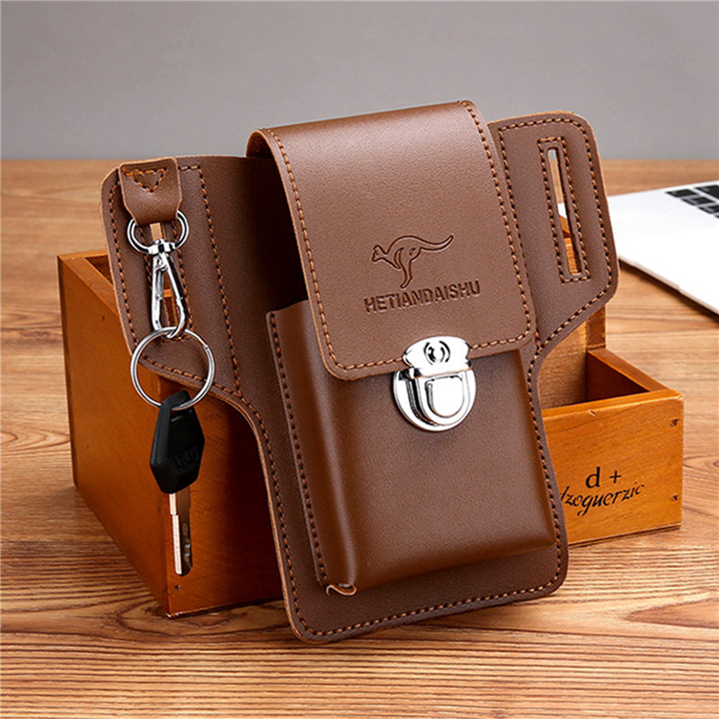 Leatherwork Belt - Telefoonriemtas voor herentassen Mobiele telefoonlus Holster