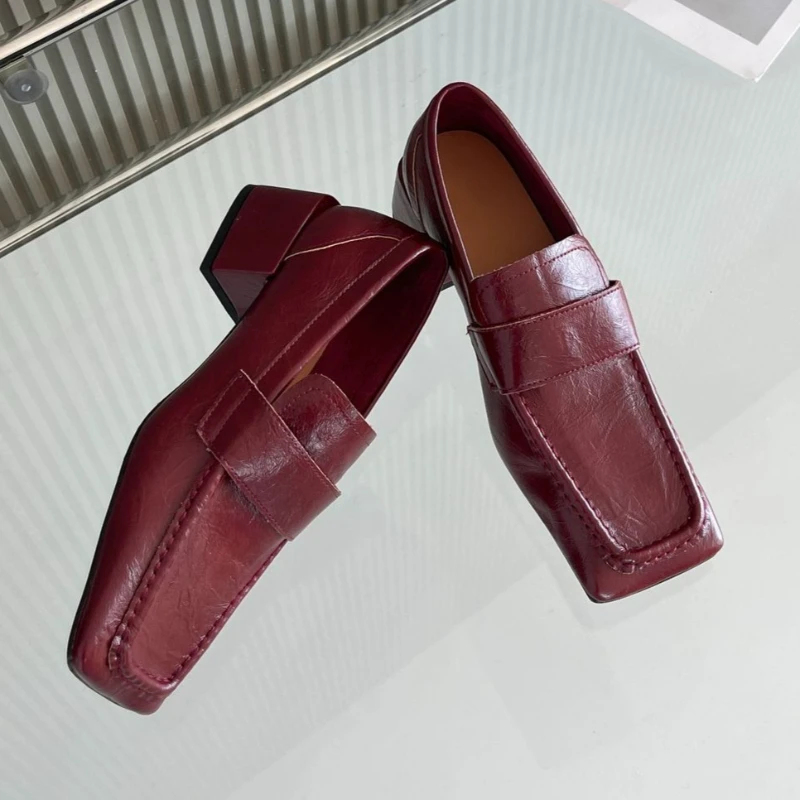 Dames schoenen met vierkante n - Leather Work Flats Women recensie en prijs
