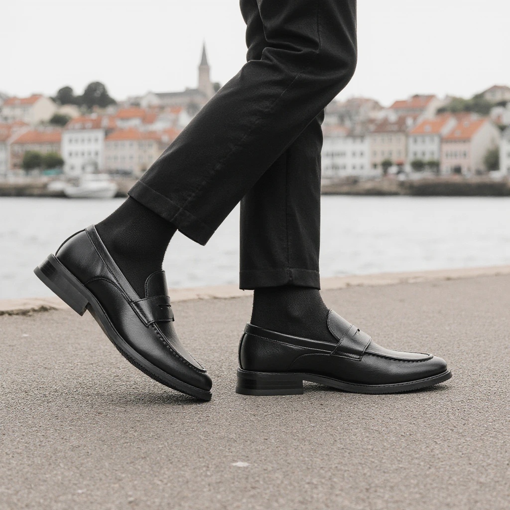 Heren zwarte penny loafers, kl - Leatherworking Classic recensie en prijs