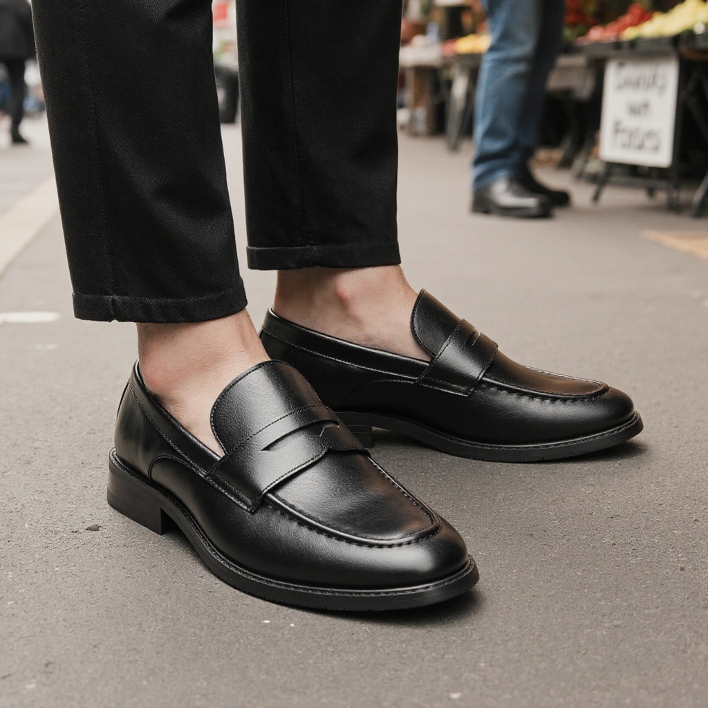 Heren zwarte penny loafers, kl - Leatherworking Classic recensie en prijs