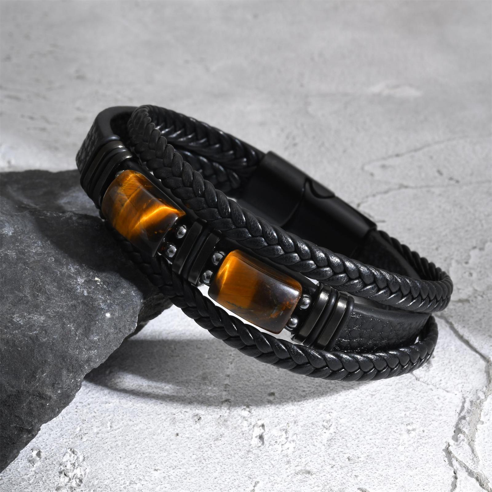 Heren gevlochten leren armband - Leatherwork Logo recensie en prijs