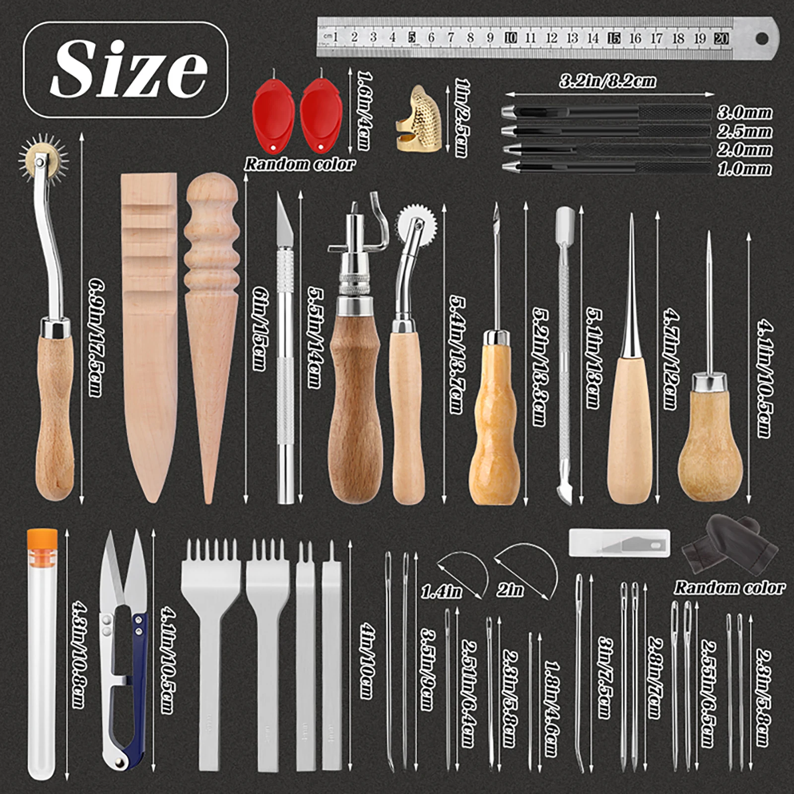 Oranje lederen naaiset, bekled - Leatherwork Tool Kit recensie en prijs
