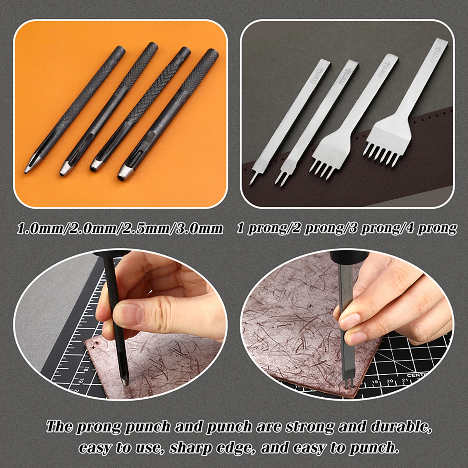 Oranje lederen naaiset, bekled - Leatherwork Tool Kit recensie en prijs
